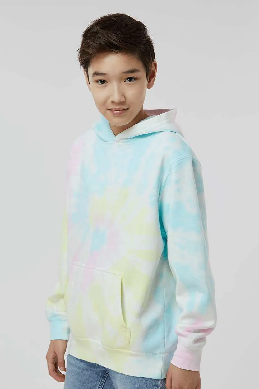 Independent Trading Company Youth Tie-Dye Hooded Sweatshirt Hoodie w/ Pouch Pocket - Sunset Swirl