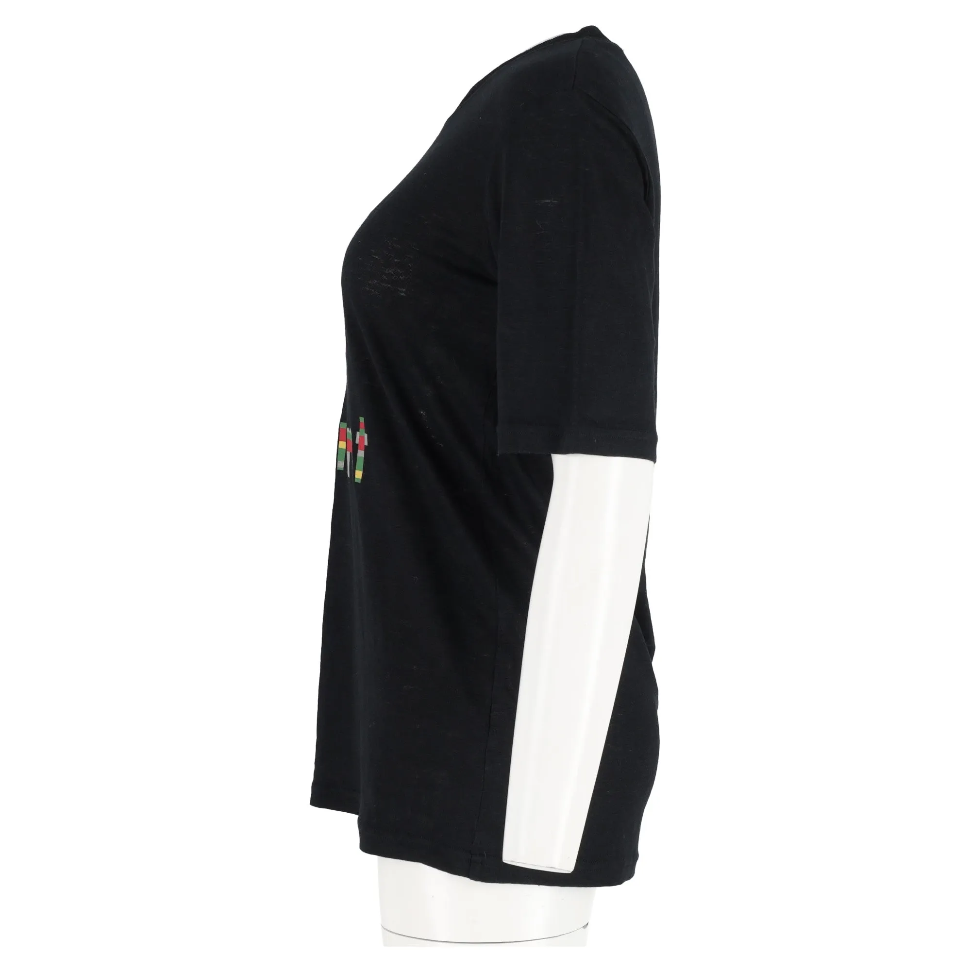 Isabel Marant Etoile Kolda Printed Crewneck T-shirt in Black Linen