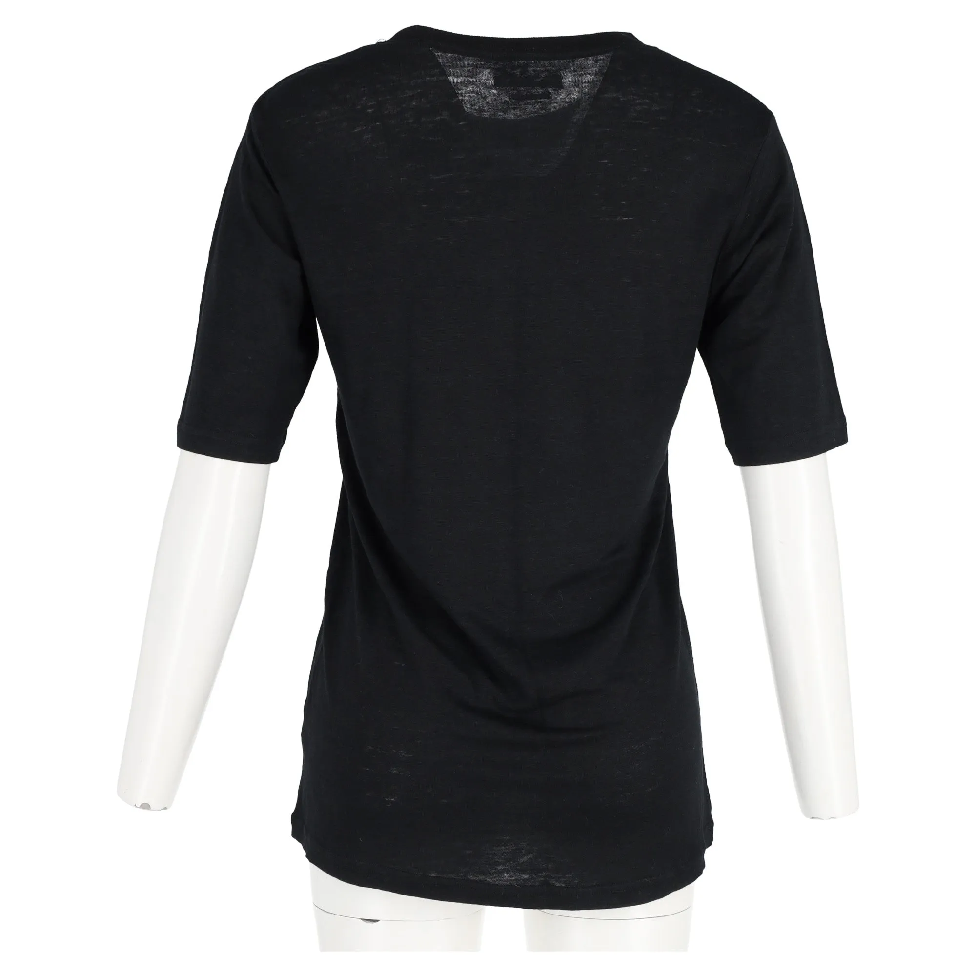 Isabel Marant Etoile Kolda Printed Crewneck T-shirt in Black Linen