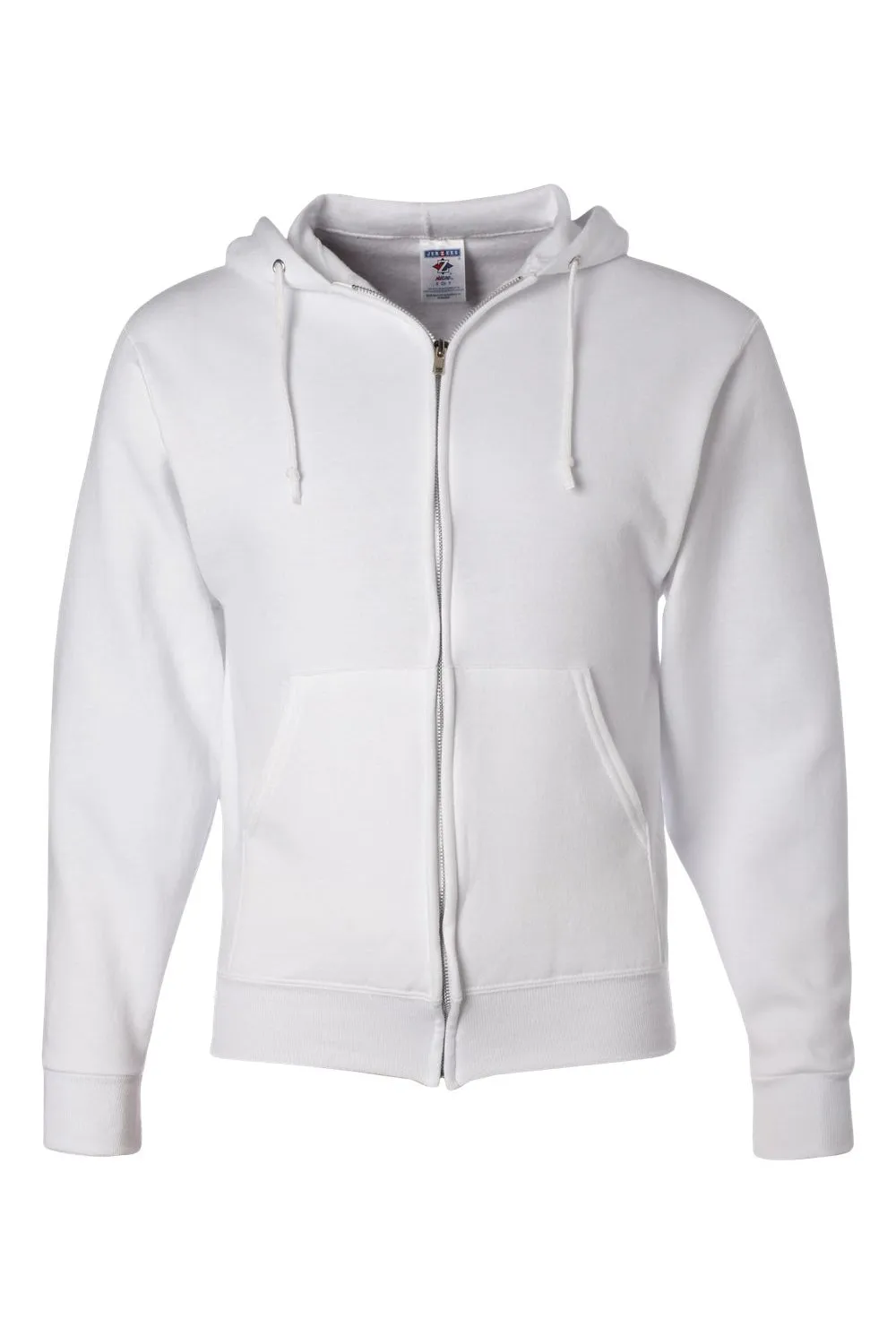 Jerzees Mens NuBlend Pill Resistant Fleece Full Zip Hooded Sweatshirt Hoodie w/ Pockets - White