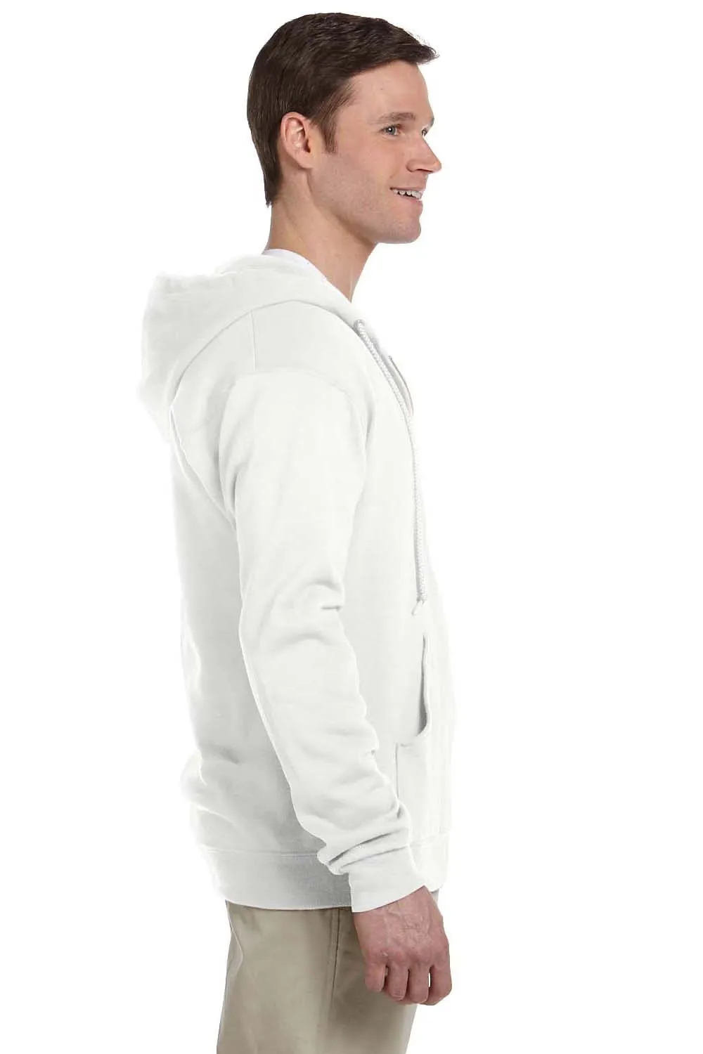 Jerzees Mens NuBlend Pill Resistant Fleece Full Zip Hooded Sweatshirt Hoodie w/ Pockets - White