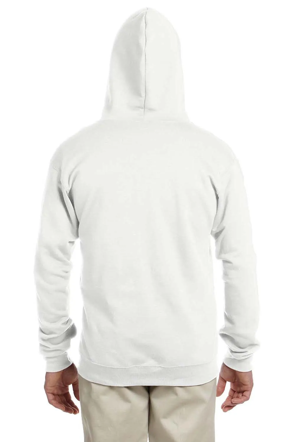 Jerzees Mens NuBlend Pill Resistant Fleece Full Zip Hooded Sweatshirt Hoodie w/ Pockets - White