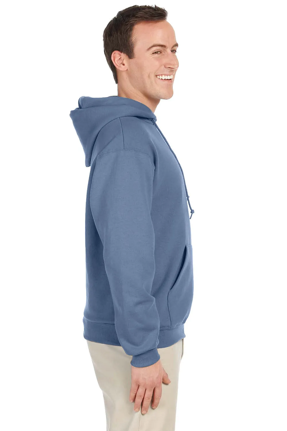 Jerzees Mens NuBlend Pill Resistant Fleece Hooded Sweatshirt Hoodie w/ Pouch Pocket - Denim Blue