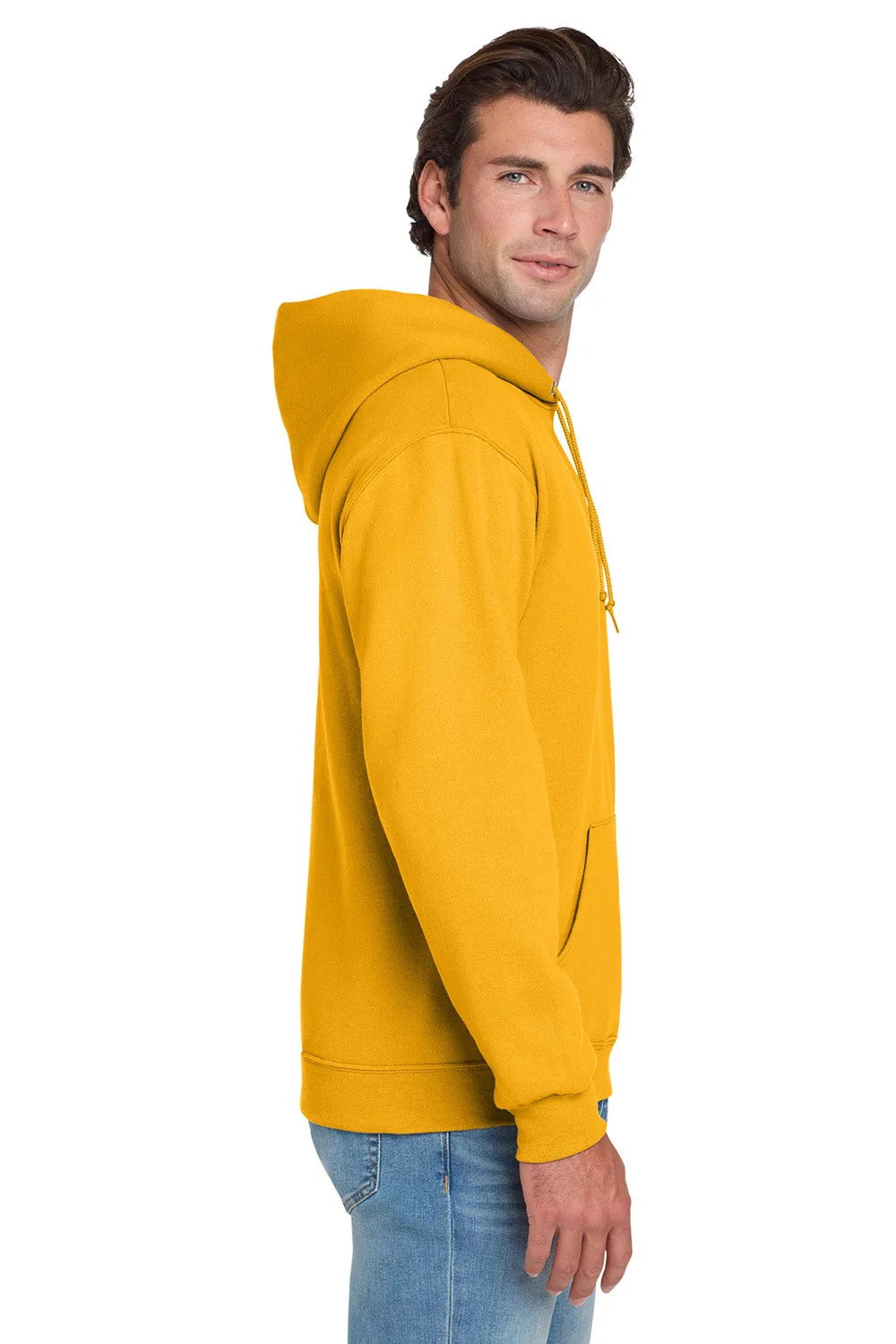 Jerzees Mens NuBlend Pill Resistant Fleece Hooded Sweatshirt Hoodie w/ Pouch Pocket - Gold
