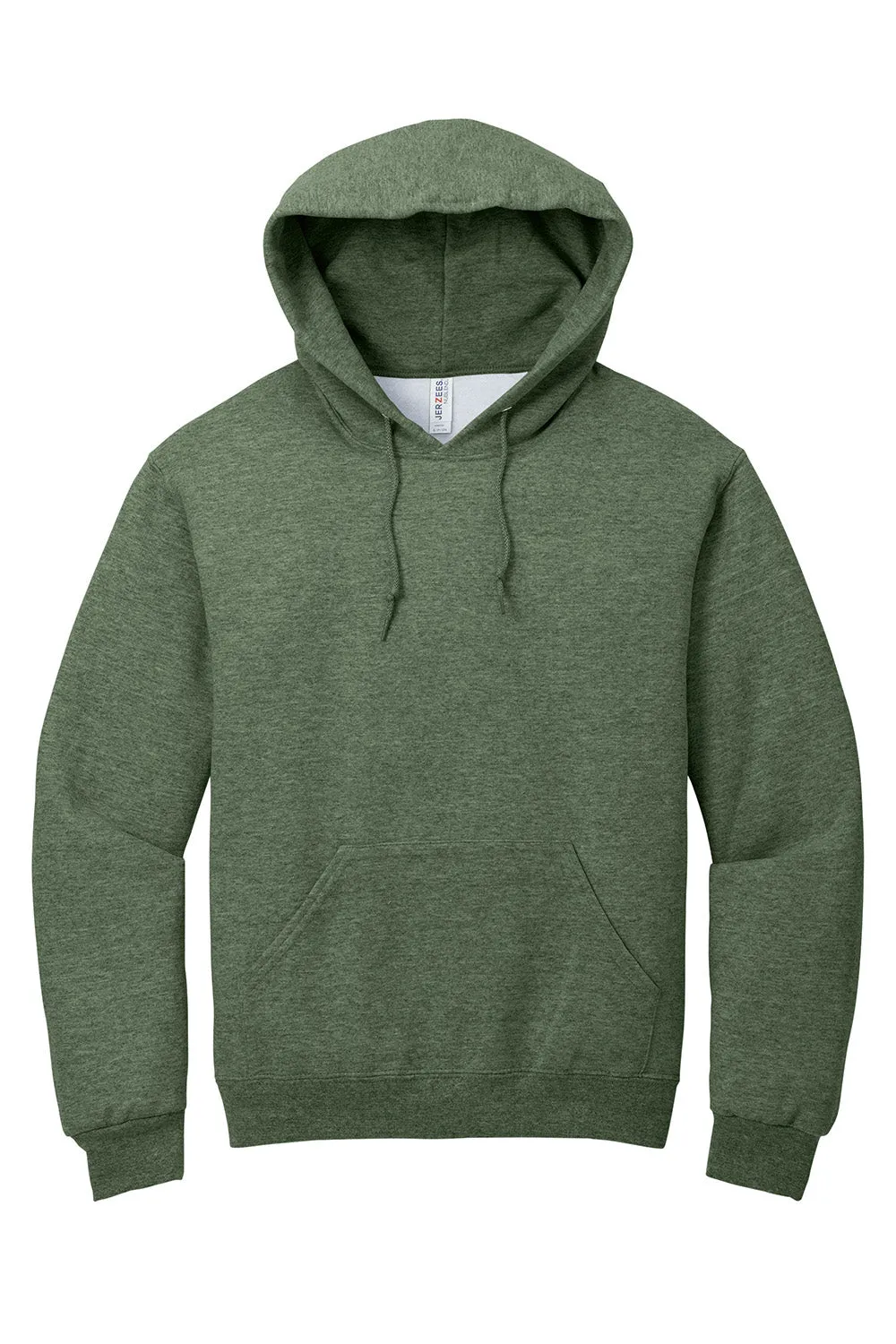 Jerzees Mens NuBlend Pill Resistant Fleece Hooded Sweatshirt Hoodie w/ Pouch Pocket - Heather Military Green