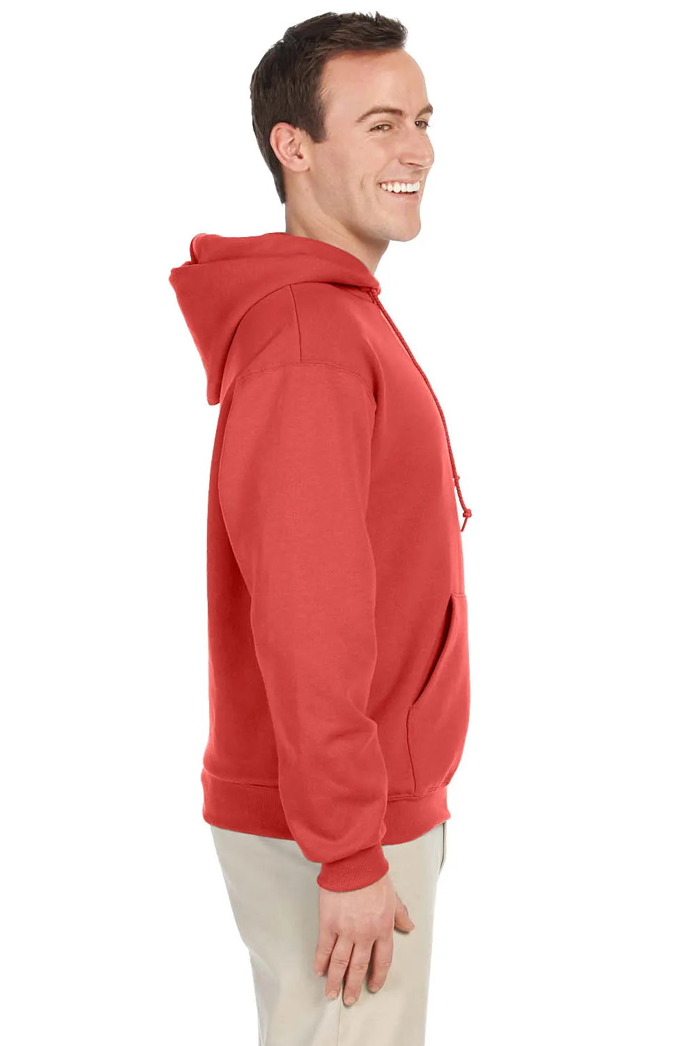 Jerzees Mens NuBlend Pill Resistant Fleece Hooded Sweatshirt Hoodie w/ Pouch Pocket - Sunset Coral