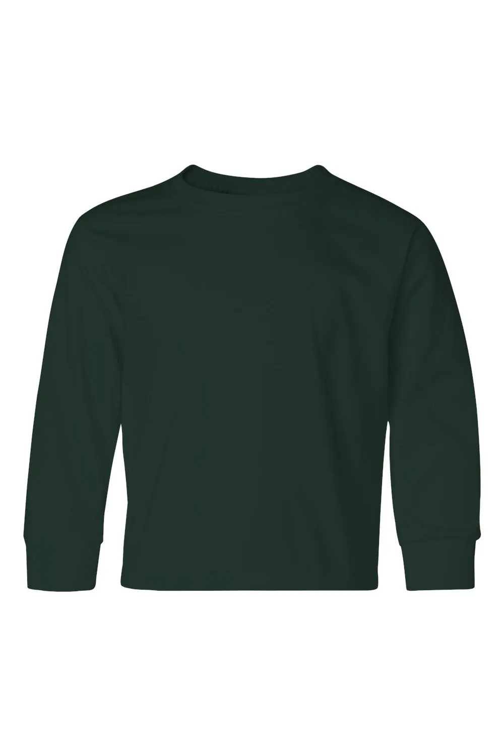 Jerzees Youth Dri-Power Moisture Wicking Long Sleeve Crewneck T-Shirt - Forest Green
