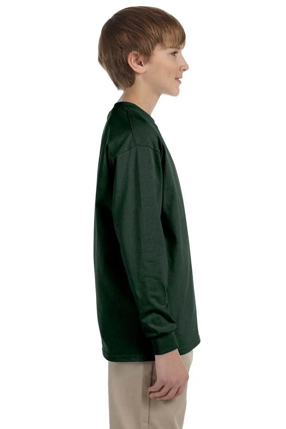 Jerzees Youth Dri-Power Moisture Wicking Long Sleeve Crewneck T-Shirt - Forest Green