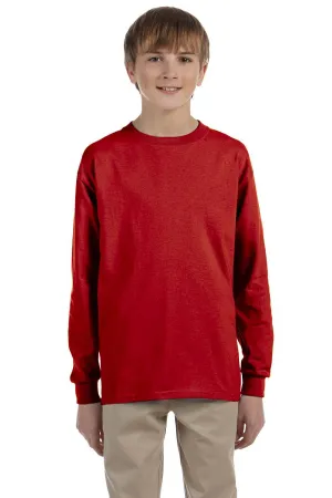 Jerzees Youth Dri-Power Moisture Wicking Long Sleeve Crewneck T-Shirt - True Red