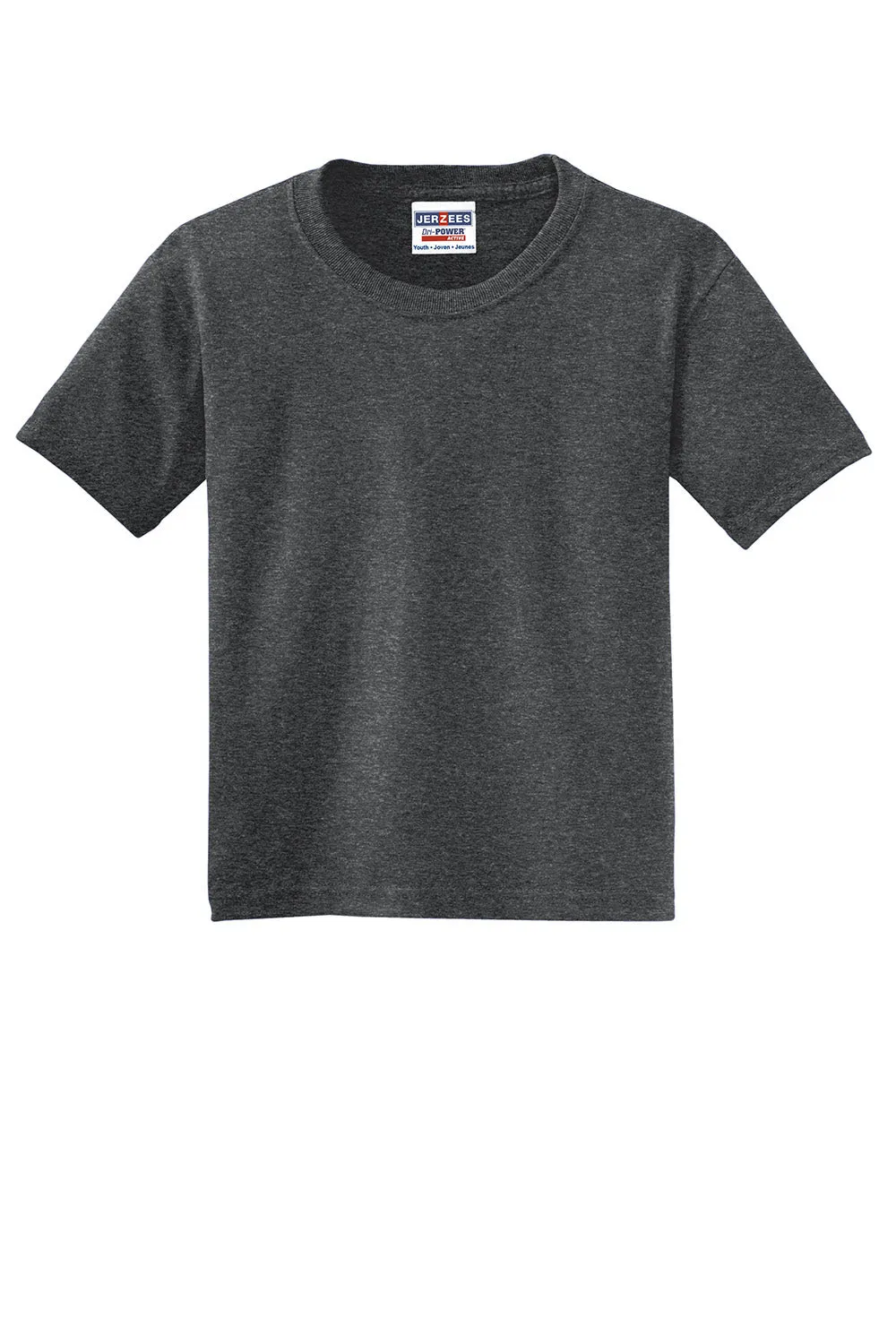 Jerzees Youth Dri-Power Moisture Wicking Short Sleeve Crewneck T-Shirt - Heather Black
