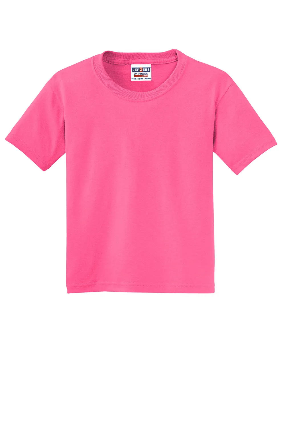 Jerzees Youth Dri-Power Moisture Wicking Short Sleeve Crewneck T-Shirt - Neon Pink