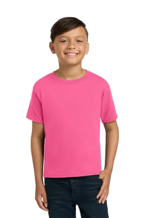 Jerzees Youth Dri-Power Moisture Wicking Short Sleeve Crewneck T-Shirt - Neon Pink