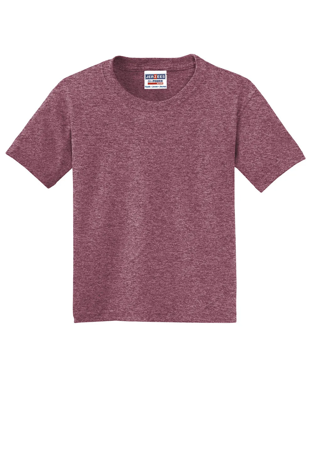 Jerzees Youth Dri-Power Moisture Wicking Short Sleeve Crewneck T-Shirt - Vintage Heather Maroon