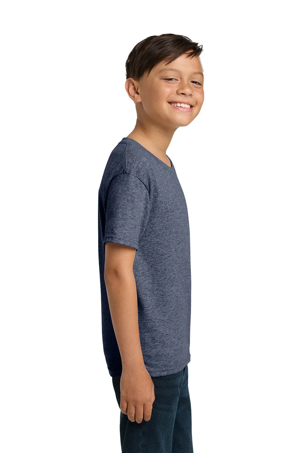 Jerzees Youth Dri-Power Moisture Wicking Short Sleeve Crewneck T-Shirt - Vintage Heather Navy Blue
