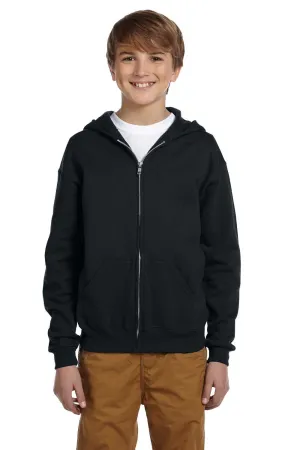 Jerzees Youth NuBlend Pill Resistant Fleece Full Zip Hooded Sweatshirt Hoodie w/ Pockets - Black