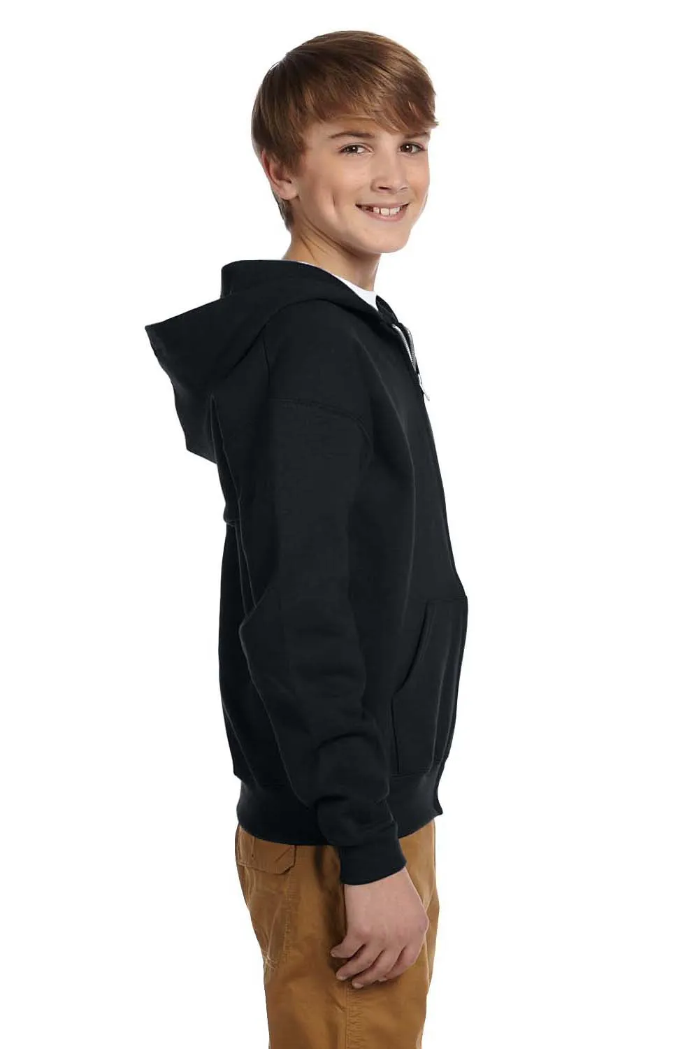 Jerzees Youth NuBlend Pill Resistant Fleece Full Zip Hooded Sweatshirt Hoodie w/ Pockets - Black