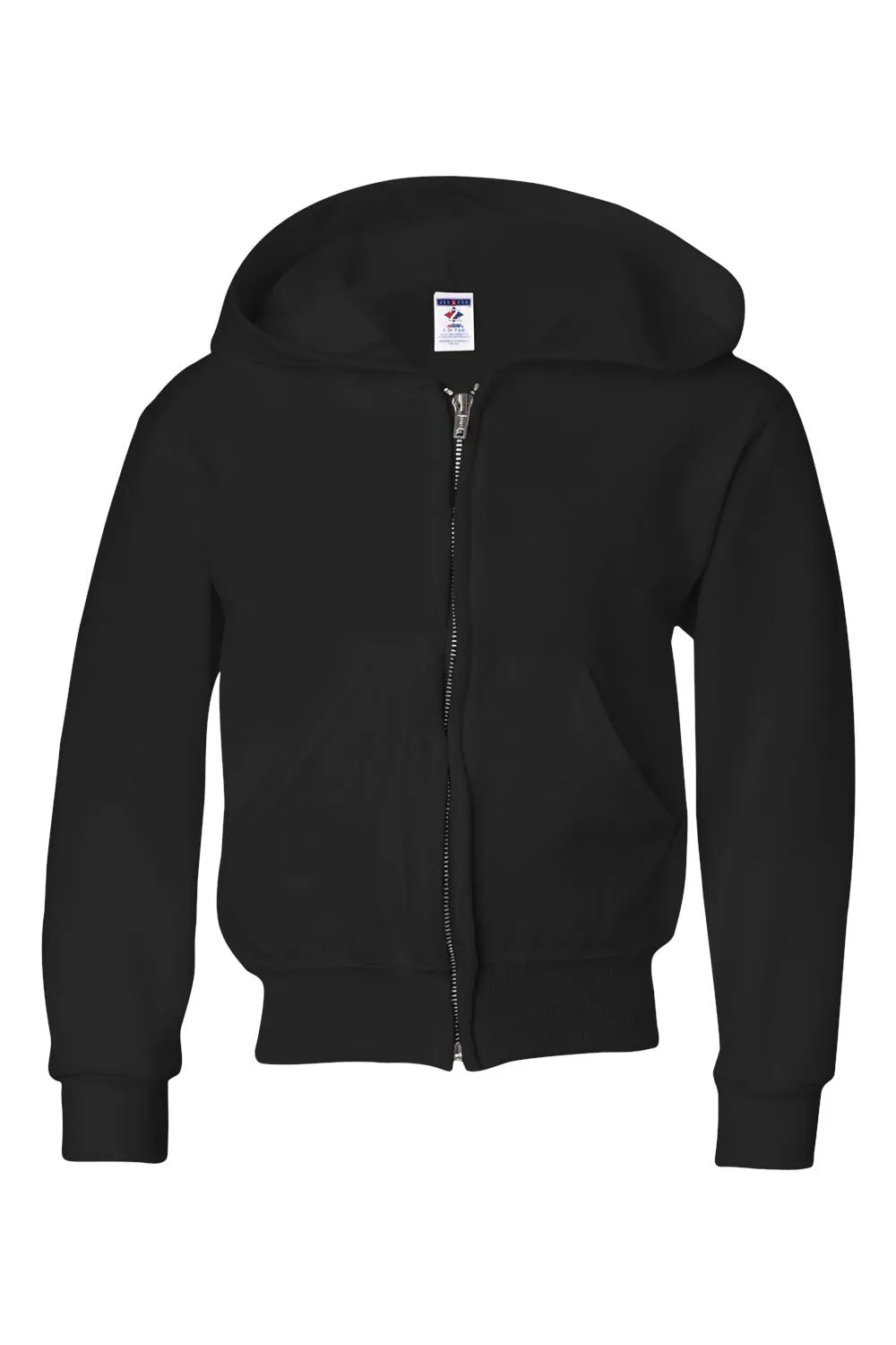 Jerzees Youth NuBlend Pill Resistant Fleece Full Zip Hooded Sweatshirt Hoodie w/ Pockets - Black
