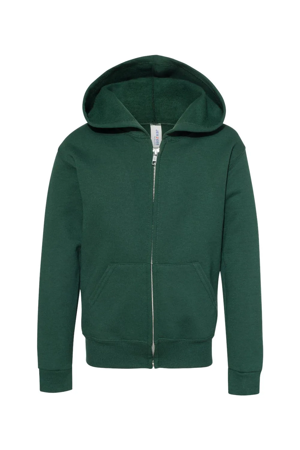 Jerzees Youth NuBlend Pill Resistant Fleece Full Zip Hooded Sweatshirt Hoodie w/ Pockets - Forest Green