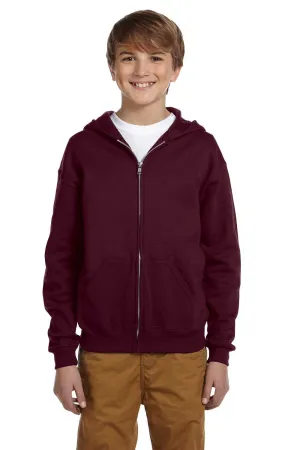 Jerzees Youth NuBlend Pill Resistant Fleece Full Zip Hooded Sweatshirt Hoodie w/ Pockets - Maroon