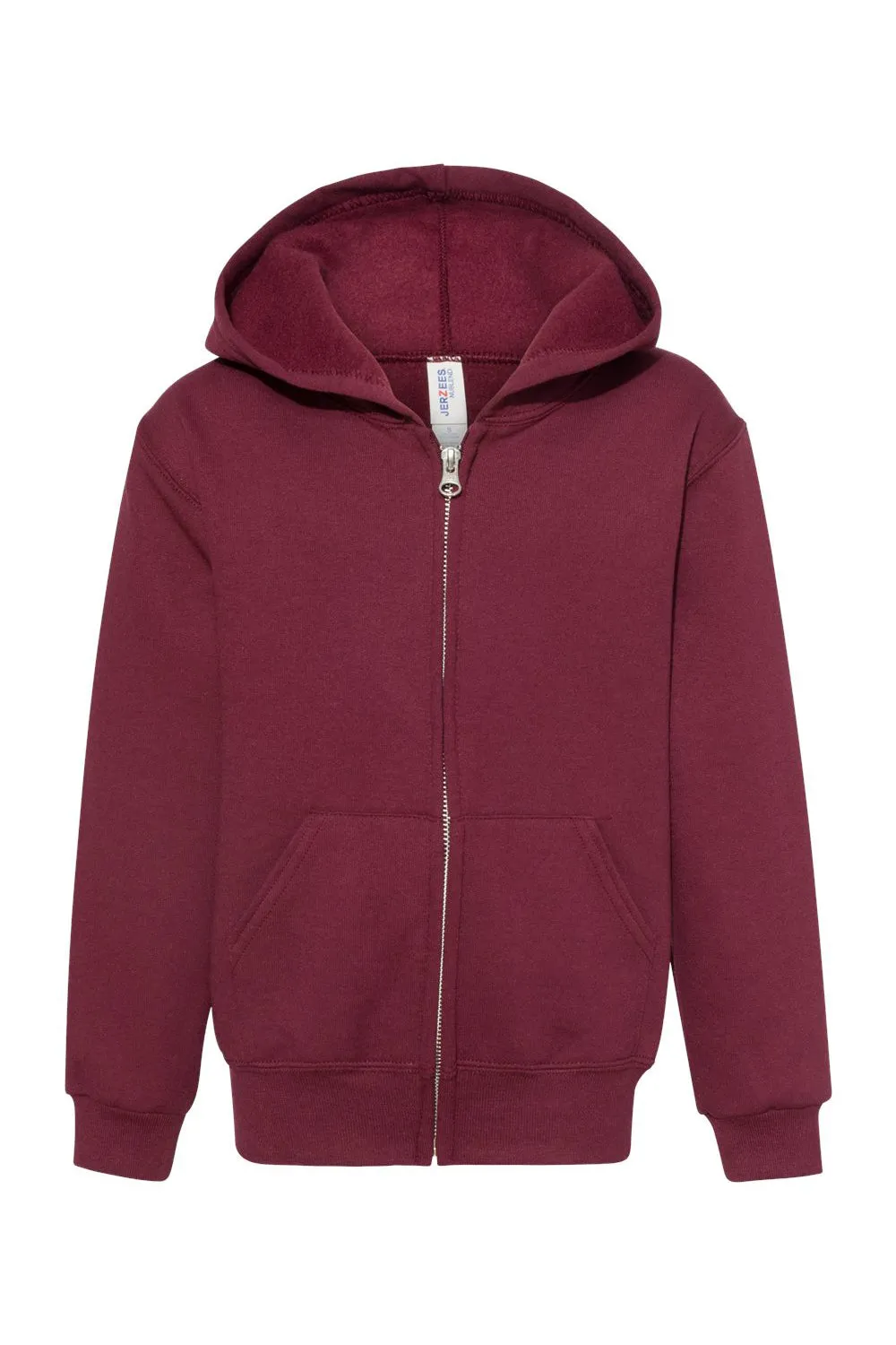 Jerzees Youth NuBlend Pill Resistant Fleece Full Zip Hooded Sweatshirt Hoodie w/ Pockets - Maroon