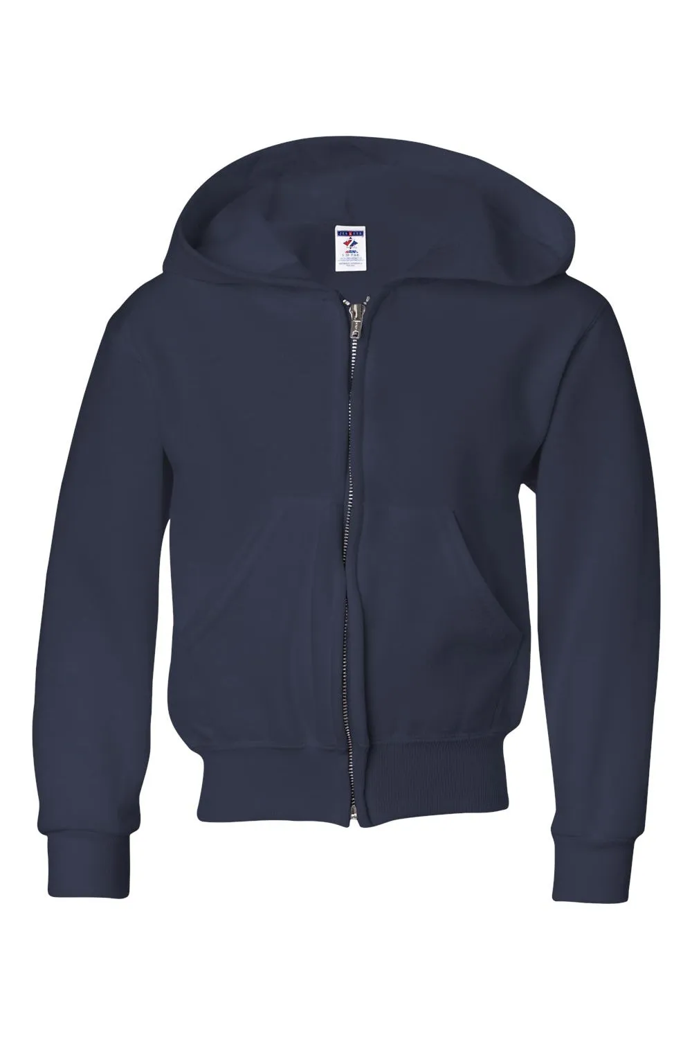 Jerzees Youth NuBlend Pill Resistant Fleece Full Zip Hooded Sweatshirt Hoodie w/ Pockets - Navy Blue