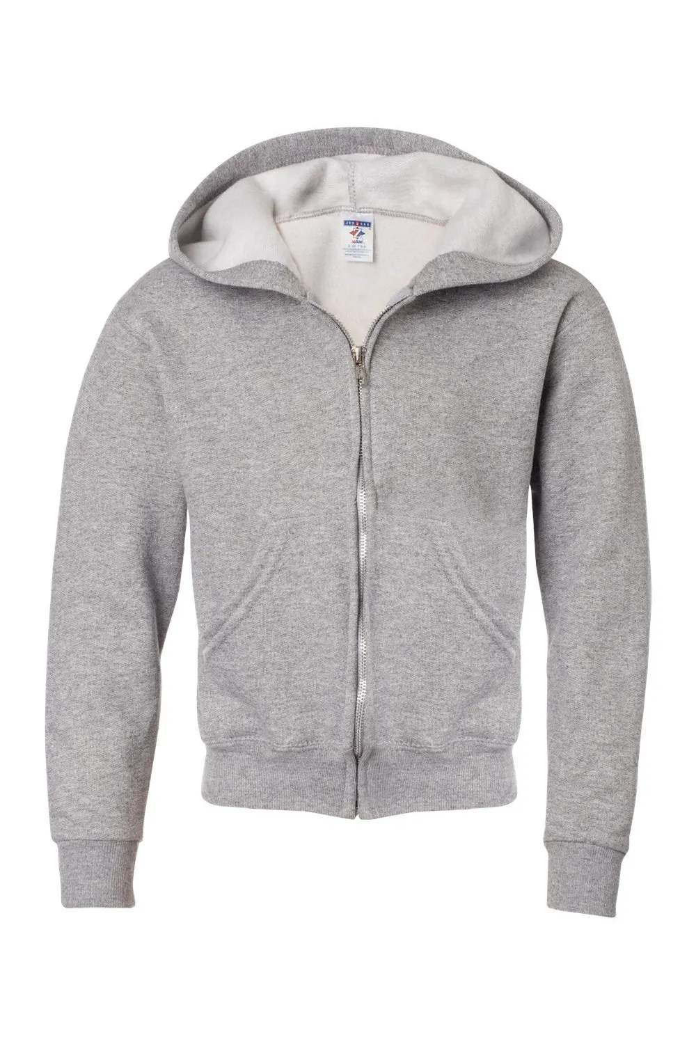 Jerzees Youth NuBlend Pill Resistant Fleece Full Zip Hooded Sweatshirt Hoodie w/ Pockets - Oxford Grey