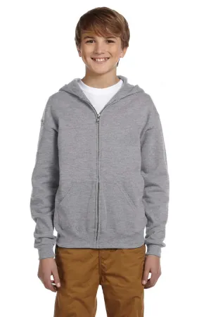 Jerzees Youth NuBlend Pill Resistant Fleece Full Zip Hooded Sweatshirt Hoodie w/ Pockets - Oxford Grey