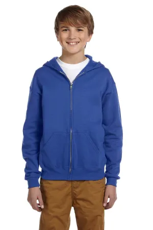 Jerzees Youth NuBlend Pill Resistant Fleece Full Zip Hooded Sweatshirt Hoodie w/ Pockets - Royal Blue