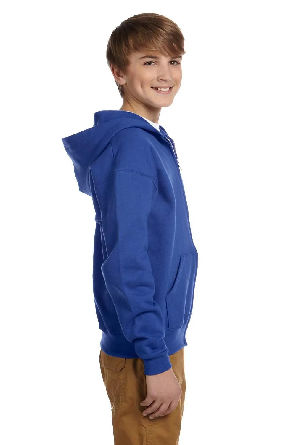 Jerzees Youth NuBlend Pill Resistant Fleece Full Zip Hooded Sweatshirt Hoodie w/ Pockets - Royal Blue