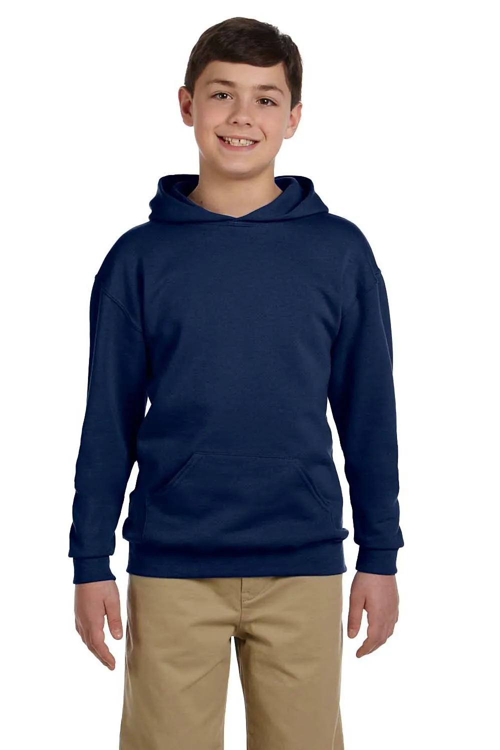 Jerzees Youth NuBlend Pill Resistant Fleece Hooded Sweatshirt Hoodie w/ Pouch Pocket - Navy Blue