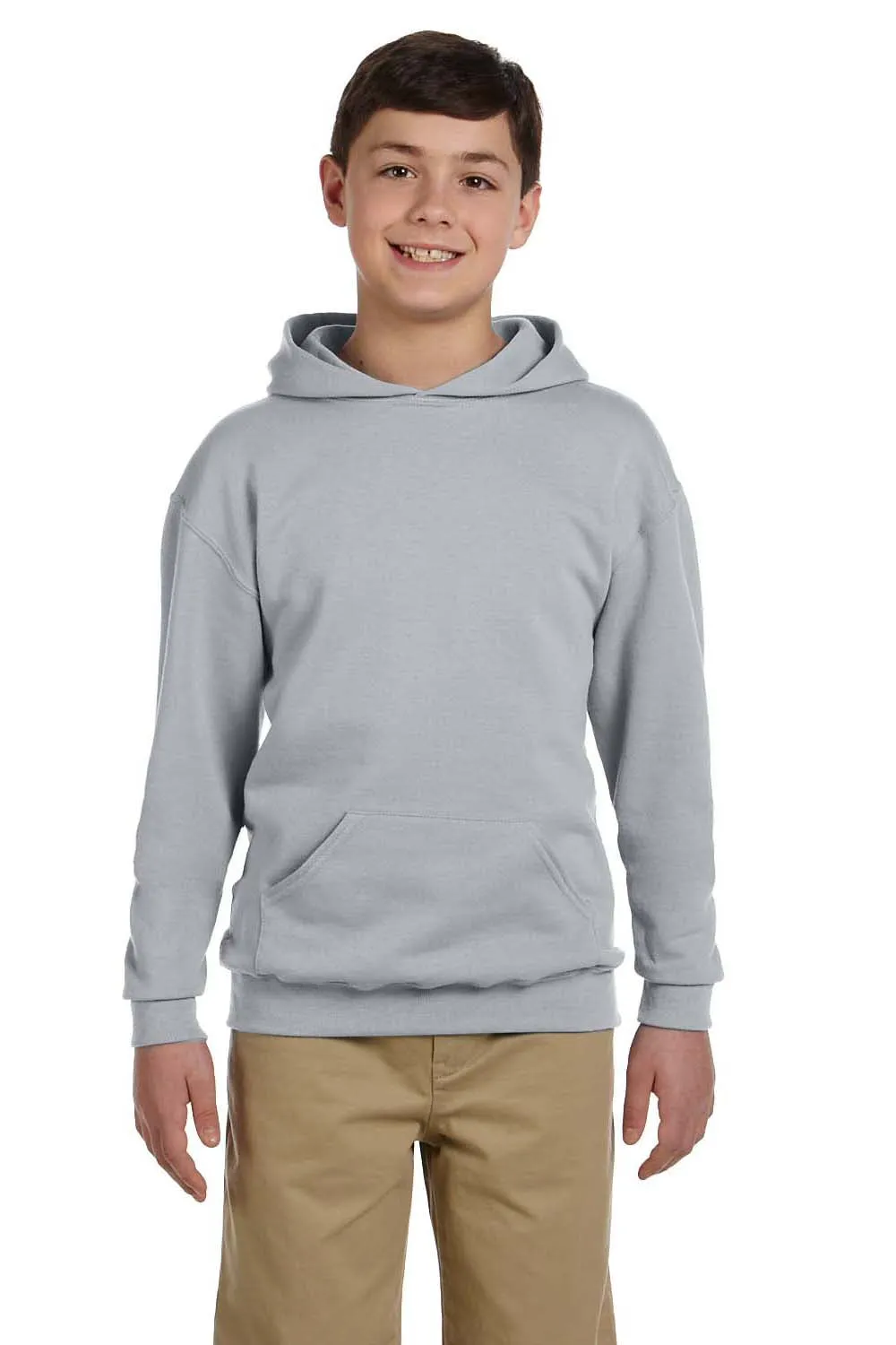 Jerzees Youth NuBlend Pill Resistant Fleece Hooded Sweatshirt Hoodie w/ Pouch Pocket - Oxford Grey