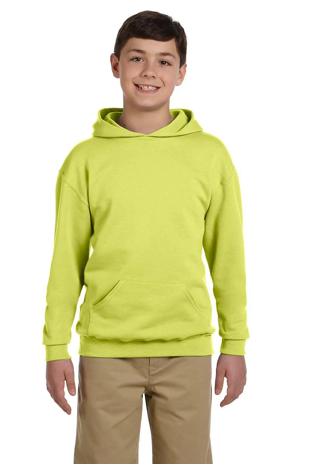 Jerzees Youth NuBlend Pill Resistant Fleece Hooded Sweatshirt Hoodie w/ Pouch Pocket - Safety Green