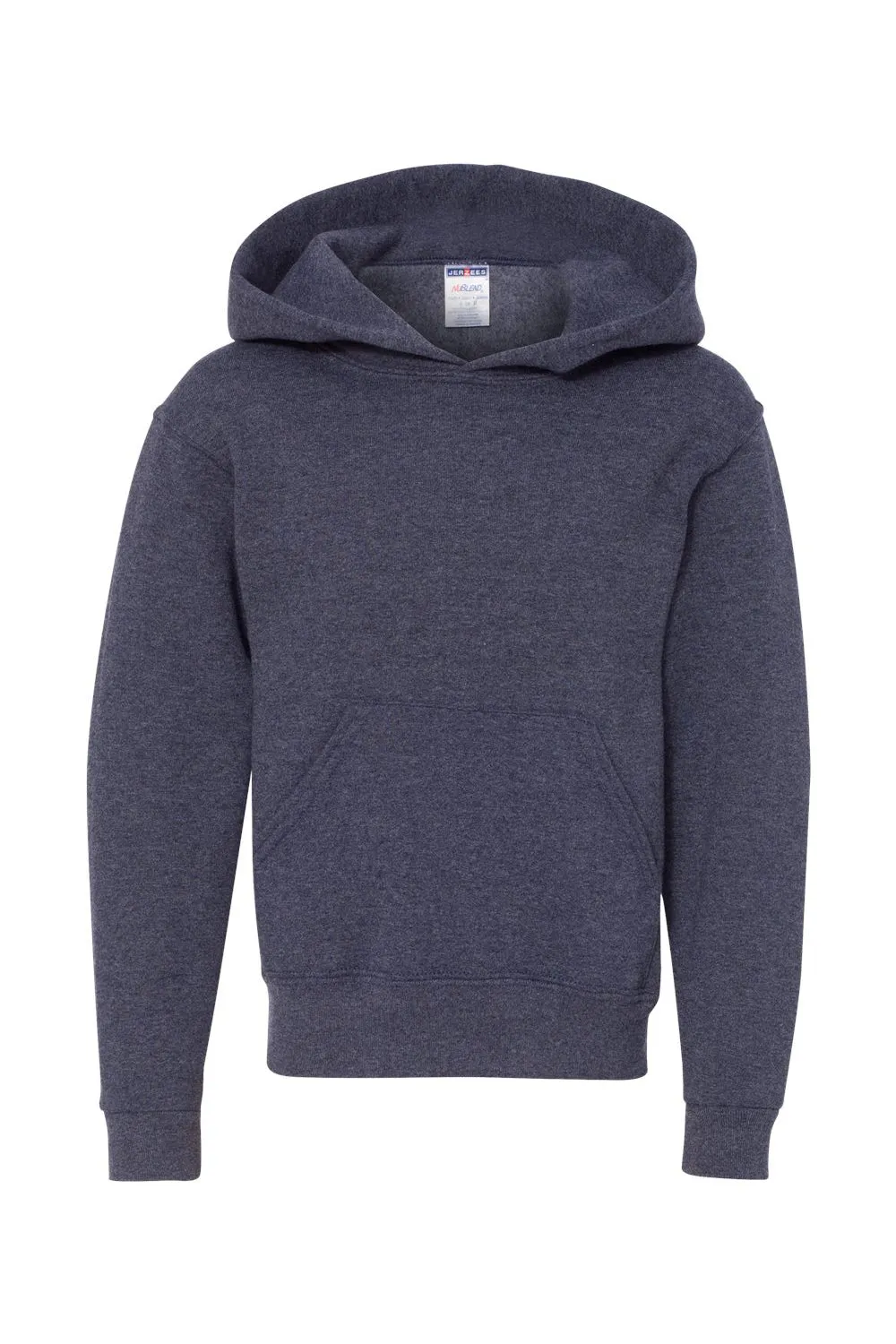 Jerzees Youth NuBlend Pill Resistant Fleece Hooded Sweatshirt Hoodie w/ Pouch Pocket - Vintage Heather Navy Blue