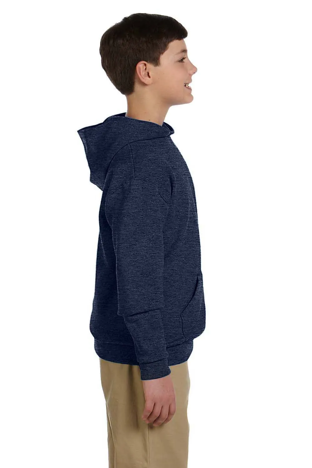 Jerzees Youth NuBlend Pill Resistant Fleece Hooded Sweatshirt Hoodie w/ Pouch Pocket - Vintage Heather Navy Blue