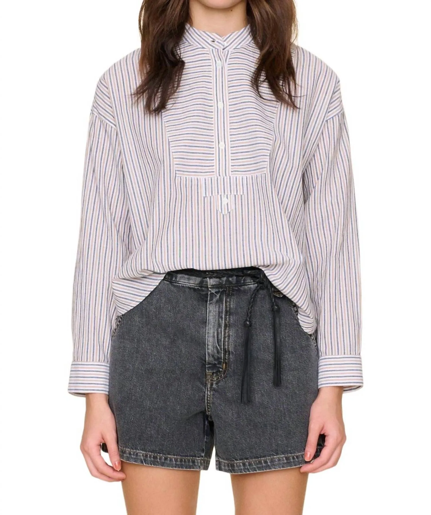 Jones Shirt In Mocha Stripe