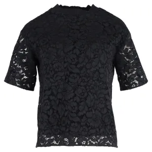 Joseph Short Sleeve Lace Top in Black Polyester