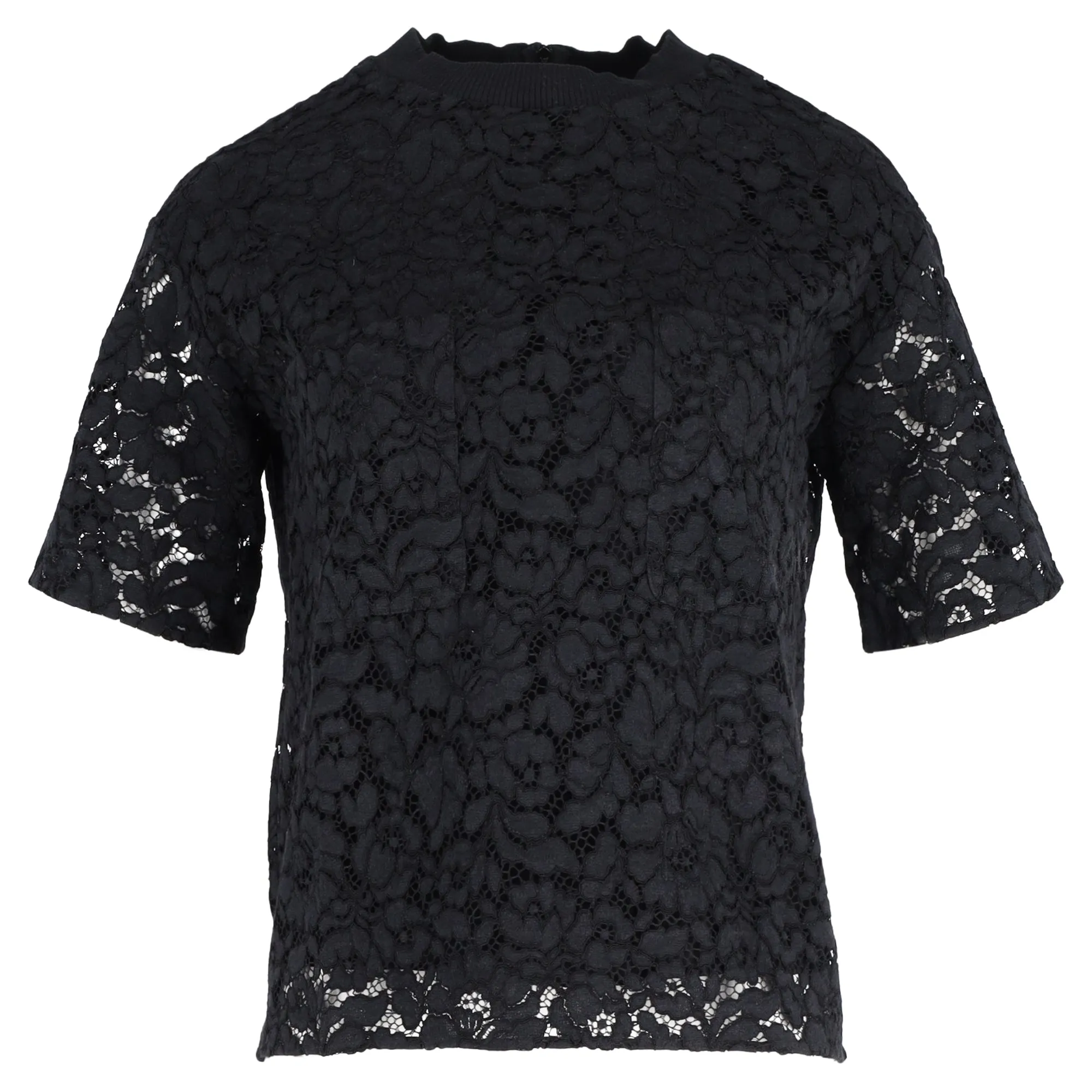 Joseph Short Sleeve Lace Top in Black Polyester