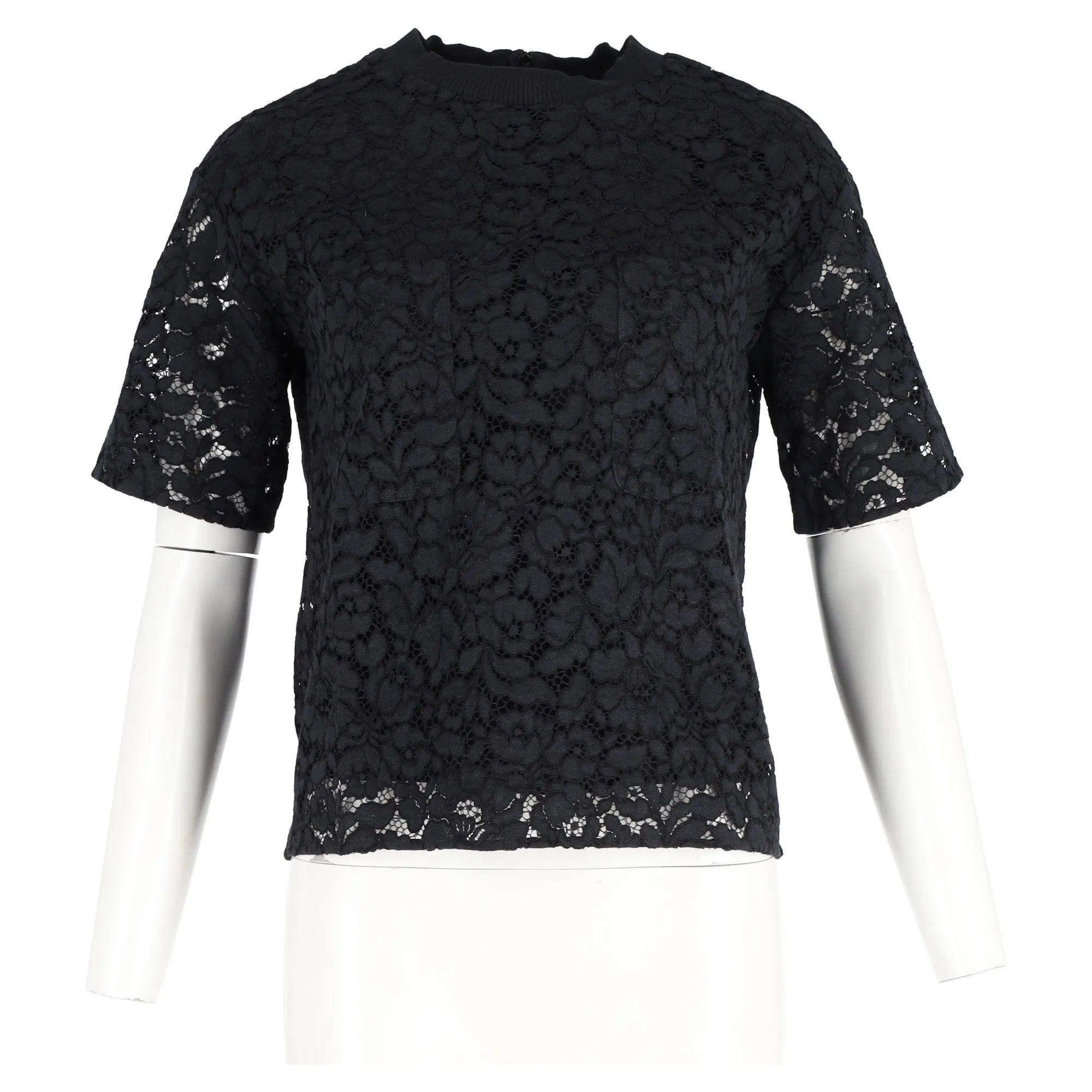 Joseph Short Sleeve Lace Top in Black Polyester