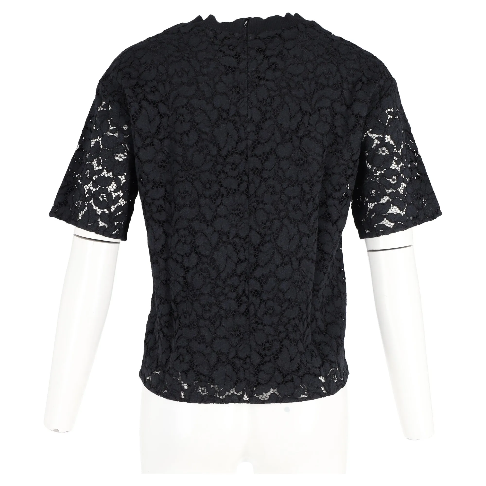 Joseph Short Sleeve Lace Top in Black Polyester