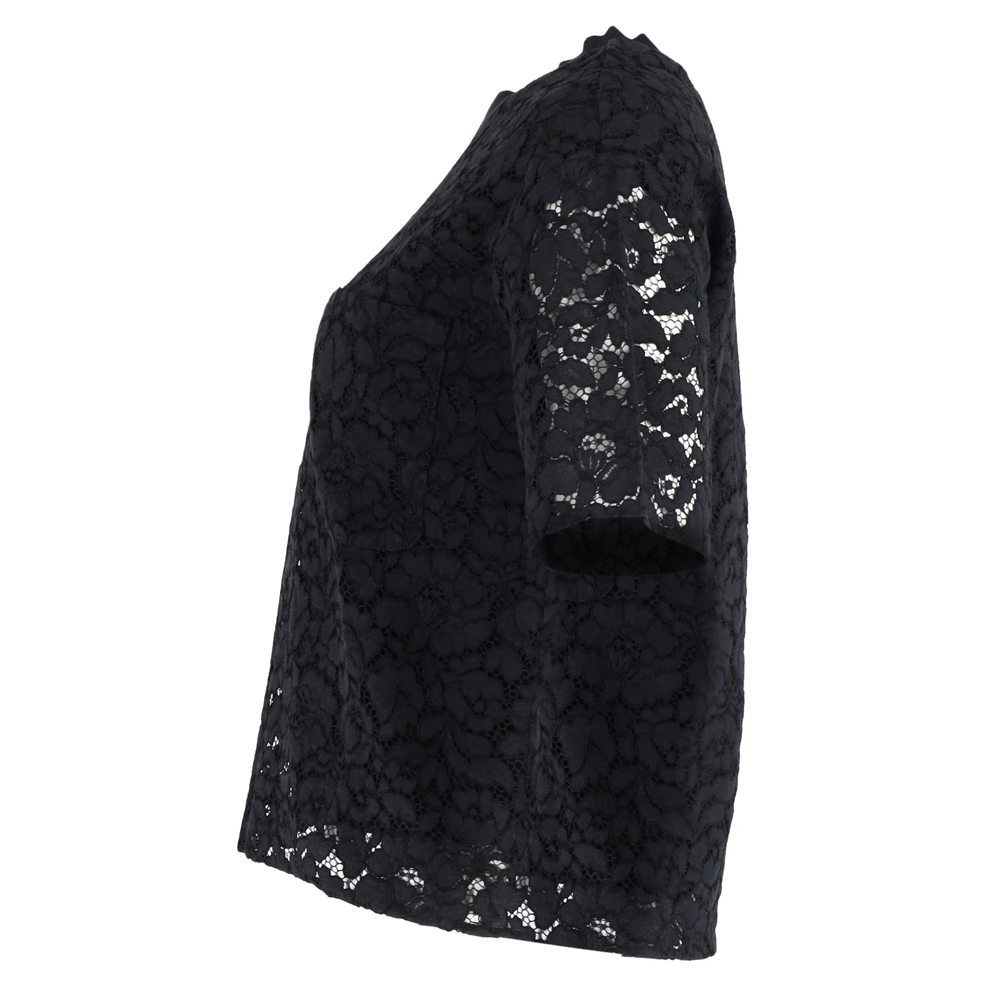 Joseph Short Sleeve Lace Top in Black Polyester