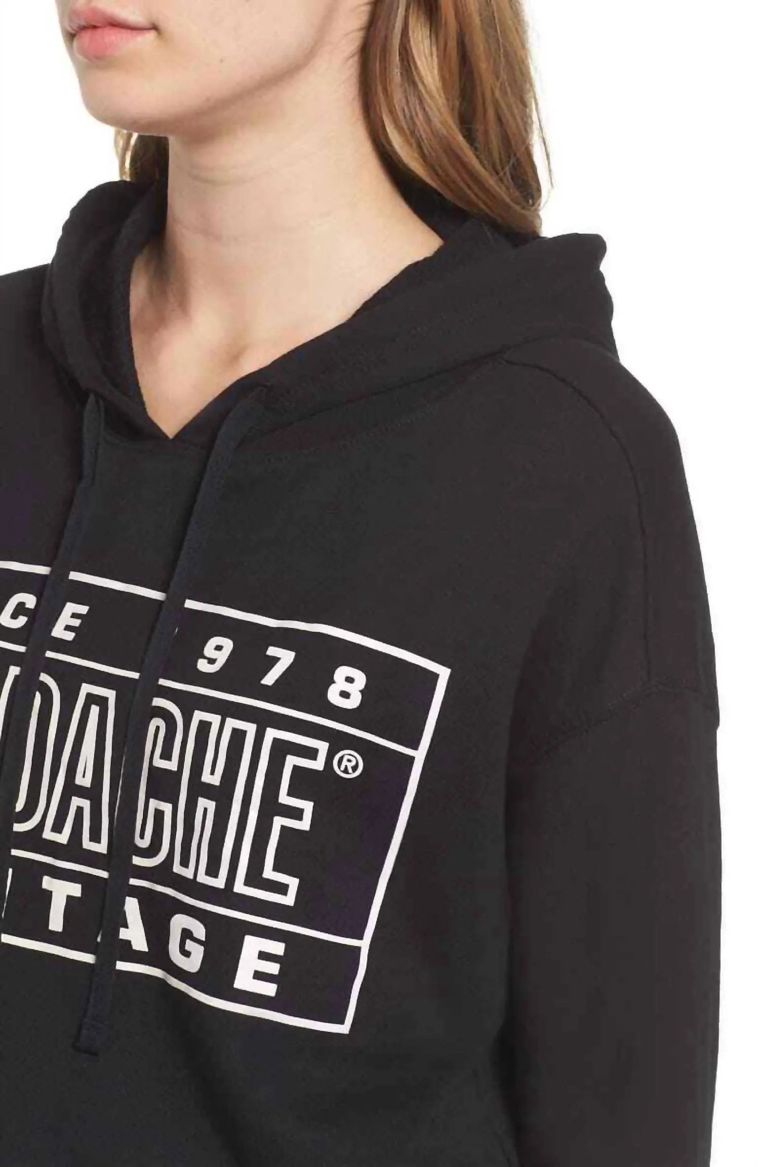 Kelly Logo Print Cropped Raw Hem Hoodie Sweatshirt In Black