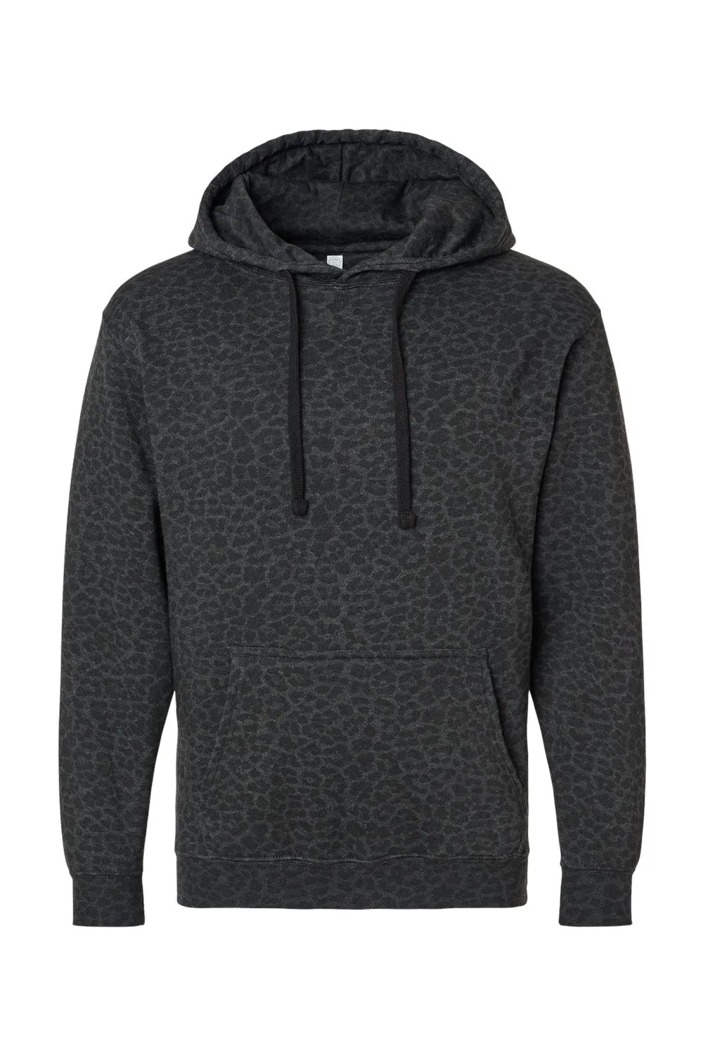 LAT Mens Elevated Fleece Basic Hooded Sweatshirt Hoodie w/ Pouch Pocket - Black Leopard