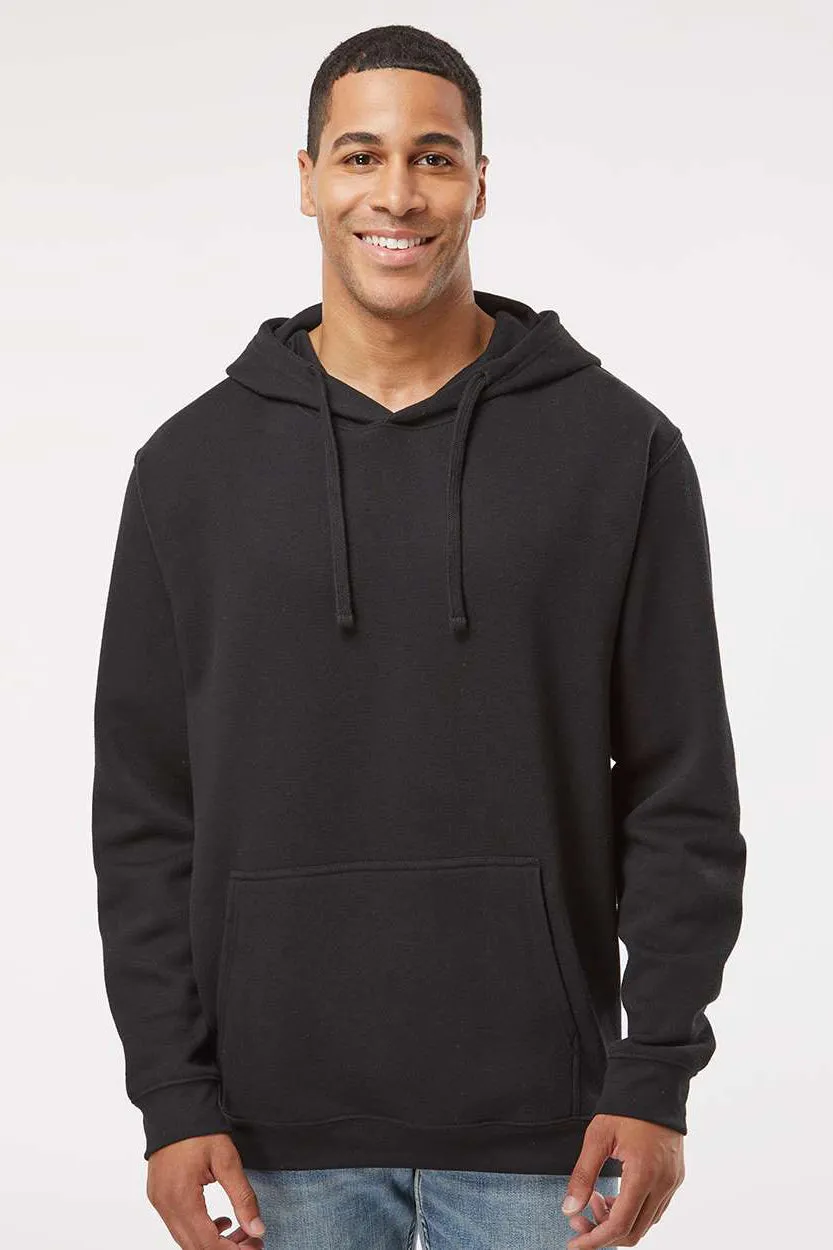 LAT Mens Elevated Fleece Basic Hooded Sweatshirt Hoodie w/ Pouch Pocket - Black