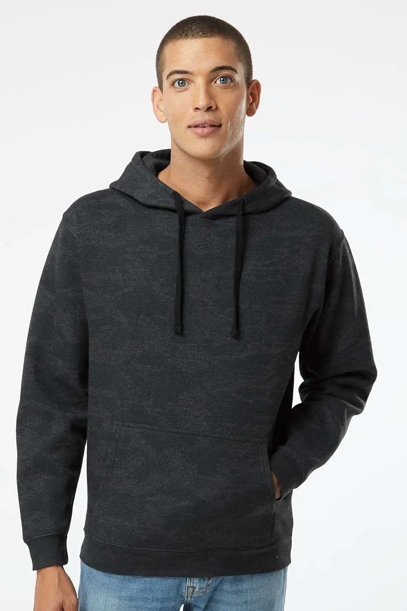 LAT Mens Elevated Fleece Basic Hooded Sweatshirt Hoodie w/ Pouch Pocket - Storm Camo