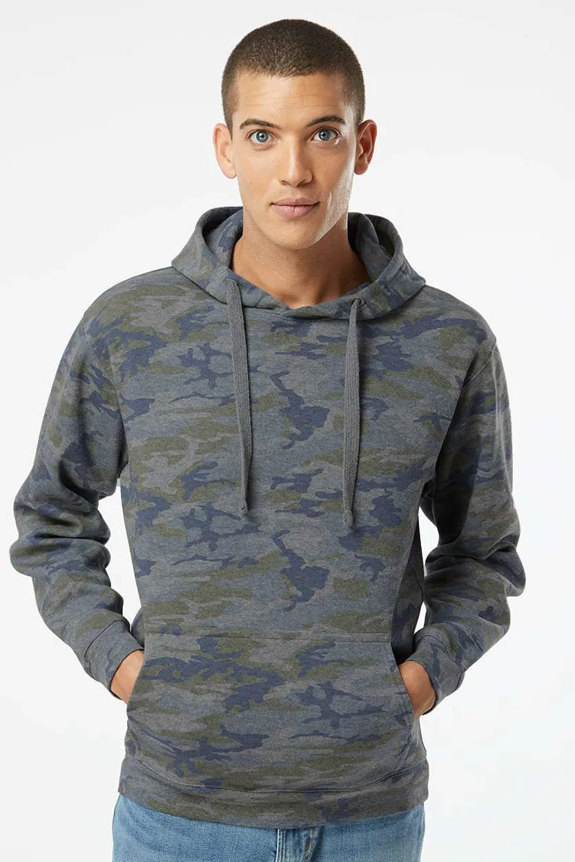 LAT Mens Elevated Fleece Basic Hooded Sweatshirt Hoodie w/ Pouch Pocket - Vintage Camo