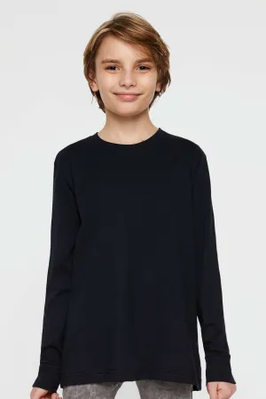 LAT Youth Fine Jersey Long Sleeve Crewneck T-Shirt - Navy Blue