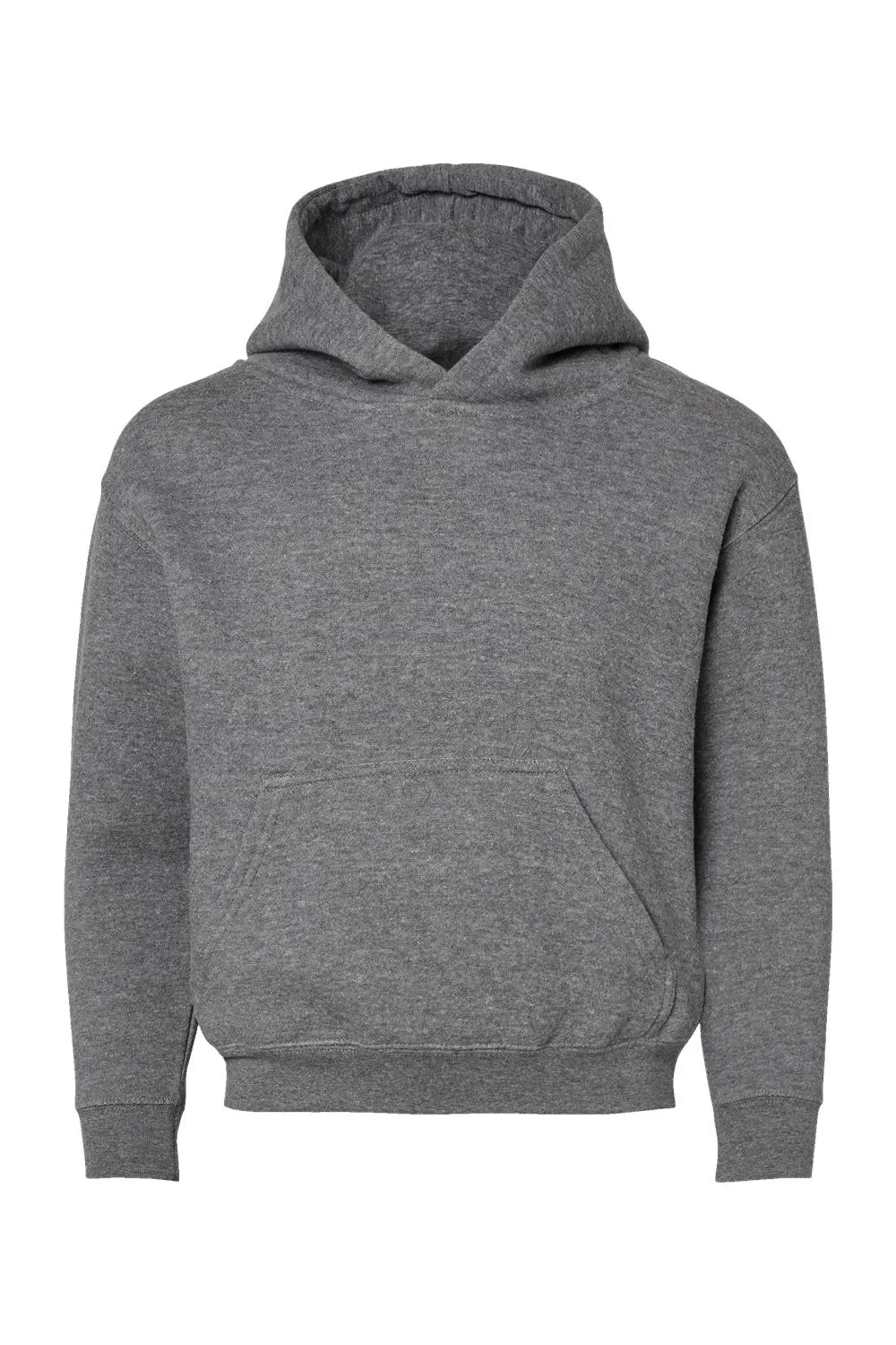 LAT Youth Fleece Hooded Sweatshirt Hoodie w/ Pouch Pocket - Heather Granite Grey