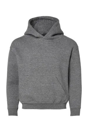 LAT Youth Fleece Hooded Sweatshirt Hoodie w/ Pouch Pocket - Heather Granite Grey