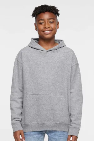 LAT Youth Fleece Hooded Sweatshirt Hoodie w/ Pouch Pocket - Heather Grey