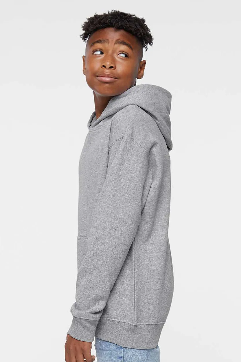 LAT Youth Fleece Hooded Sweatshirt Hoodie w/ Pouch Pocket - Heather Grey